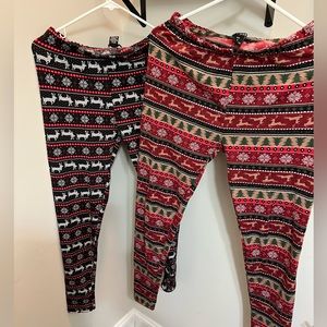Two pair of ladies holiday leggings